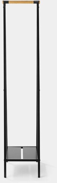 Brabantia Linn Clothes Rack Compact ruhatartó állvány, 340x1700x476mm kompakt méret, 1db alsó teli polc, bambusz rúd, acél váz, fekete - 229848