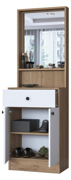 Előszoba fal Pixie 6 (dió + fehér) (tükörrel)