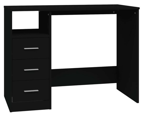 VidaXL Fekete Íróasztal Fiókokkal - 102x50x76 cm