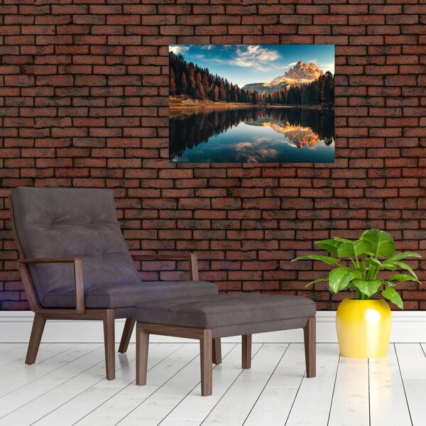 Kép - alpesi, olaszország, dolomitok, Antorno (üvegen) (70x50 cm)