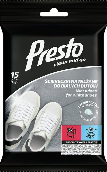 Presto Törlőkendő Fehér Cipőhöz 15 db