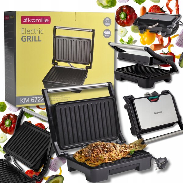 Grill elektryczny Kamille Elektriskais grils 23×14 5 cm 900W 6722 KAMILLE 6722 (5904734062653)