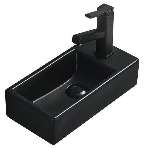 Mexen Inez balra szerelhető mosdókagyló 40 x 20 cm, fekete matt - 21484085L