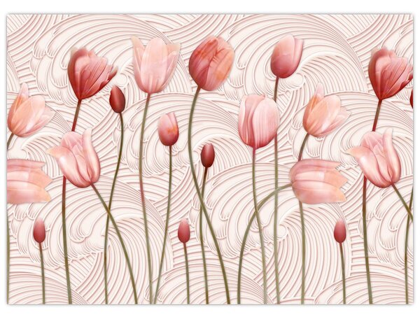 Kép - rózsaszín tulipán (üvegen) (70x50 cm)