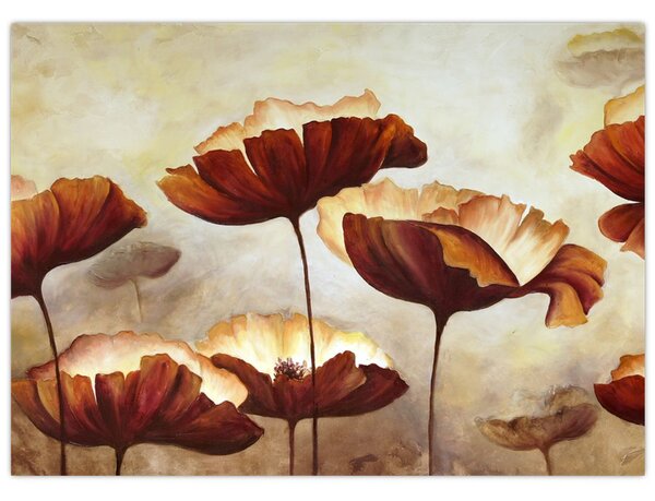 Piros virágok képe (üvegen) (70x50 cm)