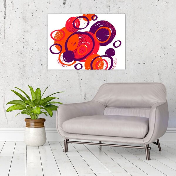 Kép - Motívum körökkel meleg színekben (üvegen) (70x50 cm)