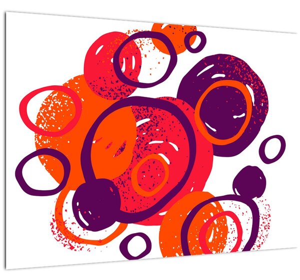 Kép - Motívum körökkel meleg színekben (üvegen) (70x50 cm)