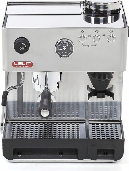 Lelit Anita PL 42 EM Manuális eszpressó kávéfőző, Manométer, Örlő, 15bar, Rozsdamentes acél ház, 1000W, Fekete/Ezüst