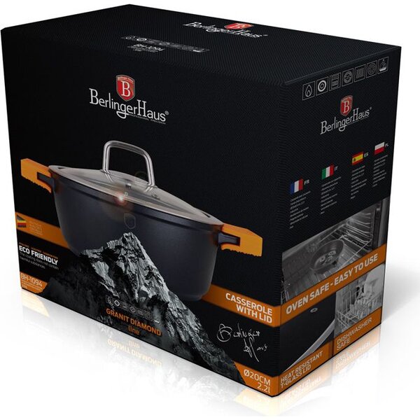 Berlinger Haus Lábas Fedővel 20 Cm Granit Diamin