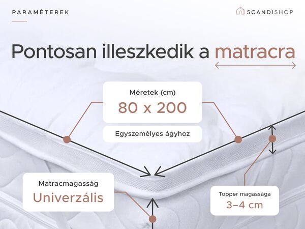 Kétrétegű matracvédő - TOPPER 80 x 200 cm
