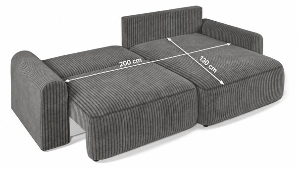Kihúzható, kétoldalas L-alakú ülőgarnitúra NORDEN TILIA 250x140 cm, világosszürke