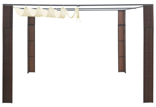 VidaXL barna és krémszínű polyrattan pavilon tetővel 300x300x200 cm