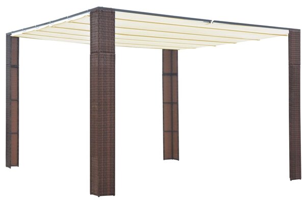 VidaXL barna és krémszínű polyrattan pavilon tetővel 300x300x200 cm