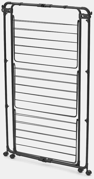 Brabantia HangOn Tower Drying Rack 3 szintes ruhaszárító torony kerekekkel, 23m szárítási hossz, 25kg teherbírás, összecsukható, acél, matt fekete - 303982