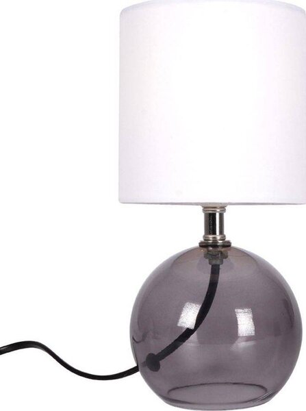 Lampa stołowa Ambiance Lampa stołowa z kloszem abażurem lampka nocna biała ze szklaną podstawą 25x12 cm