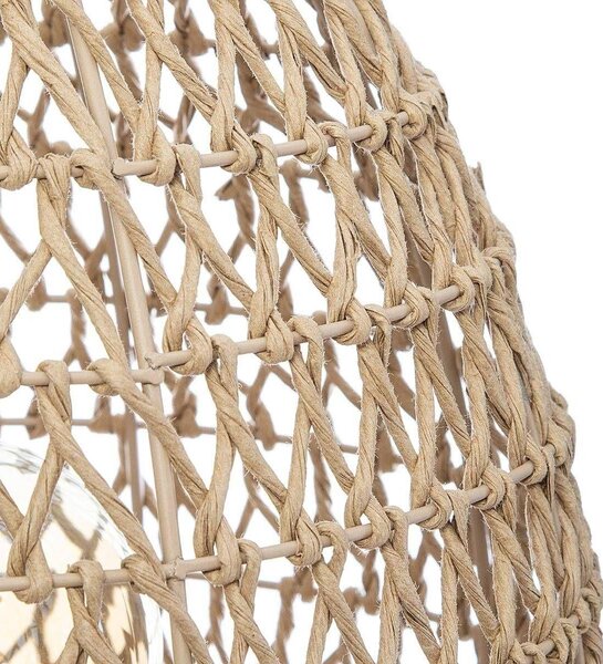 Lámpara De Mesilla De Metal Y Papel Con Base De Madera