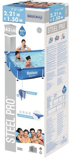 Bestway Steel Pro 56401 / 23 kerti medence Fémvázas medence Négyszögletes 1200 L Kék