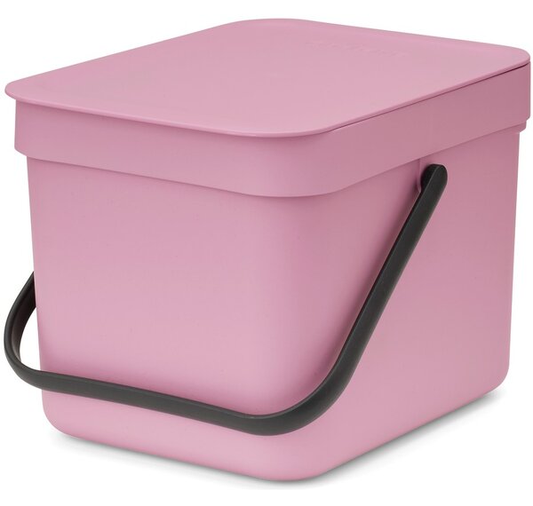 Brabantia Sort & Go konyhai szemetes felnyitható fedéllel, fogantyúval szelektív és komposzt gyűjtéséhez, 6L - S méret, rózsaszín-lila - 255441