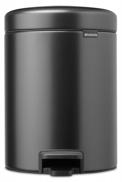 Brabantia NewIcon pedálos hulladékgyűjtő szagmentesen záródó Soft-Close fedél, műanyag tartály, 5L - W méret, acél, magabiztos szürke - 233463