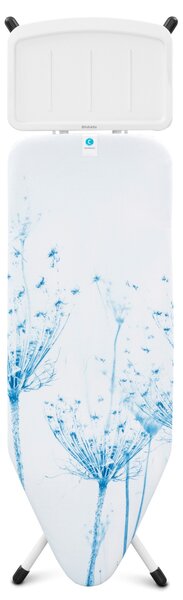 Brabantia Solid Steam Unit Holder vasalódeszka 1240x450mm - C méret, fix vasalótálca gőzállomásokhoz, D=22mm fehér váz, pamut virág huzat - 108884