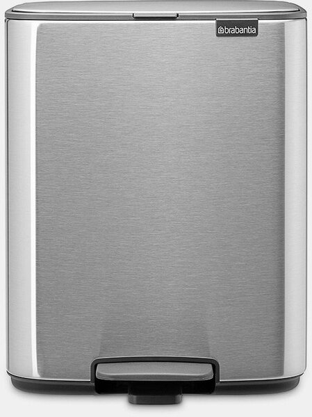 Brabantia Bo Pedal Bin pedálos hulladékgyűjtő szagmentesen záródó Soft-Close fedél, karcsú, négyzetes forma, műanyag tartály, 12L - C méret, r.m. acél, selyem matt ujjlenyomatmentes - 238048