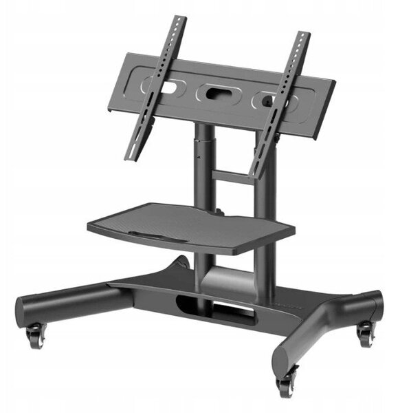 ONKRON Tilting Mobile TV Stand for 32'' – 70 Inch LCD LED OLED TV Screens & Touch Panels Rolling TV Cart on Wheels with Shelf, Black
