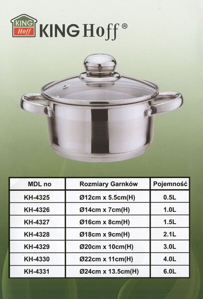 Kinghoff Lábos 3L, Ø20 cm- Rozsdamentes Acél, Edzett Üveg Fedő KH-4329