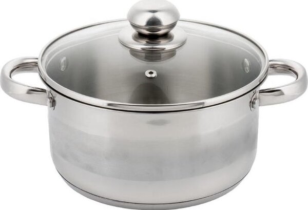Kinghoff Lábos 3L, Ø20 cm- Rozsdamentes Acél, Edzett Üveg Fedő KH-4329