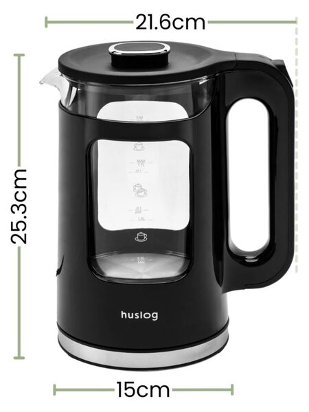 Huslog duplafalú vízforraló fekete (AK-02024H)