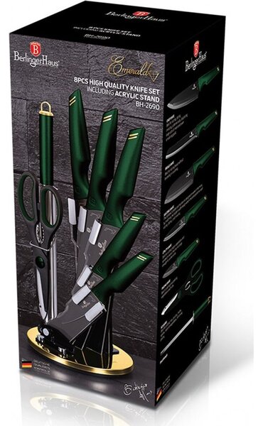 Késkészlet blokkban Berlinger Haus Emerald Collection 6 vagy több darab