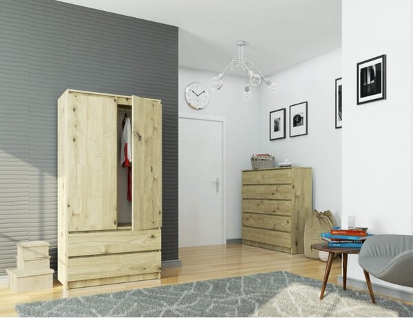 S90 2D 2SZ CLP ruhásszekrény – artisan tölgy színben