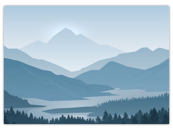 Kép - a hegyek grafikája (70x50 cm)