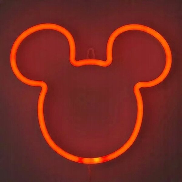 Paladone, Disney-Mickey Mouse, 23 cm, Neon, Fali, Dekorációs Lámpa