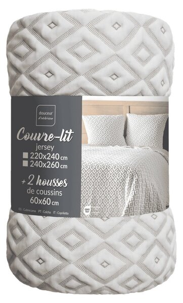 Fehér-bézs jersey ágytakaró és párnahuzat szett 240x260 cm Joana – douceur d'intérieur