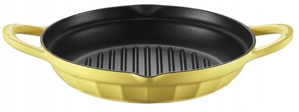 BUYDEEM Enameled Cast Iron Grill Pan 26 cm, model CP553, color Mellow Yellow