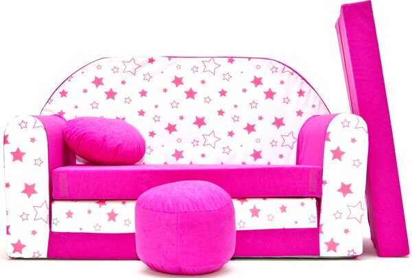 Nellys ® átalakítható gyermek kanapé 86R - Varázslatos csillagok - rózsaszín