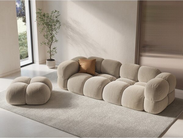 Bézs bársony kanapé 250 cm Loretto – Cosmopolitan Design