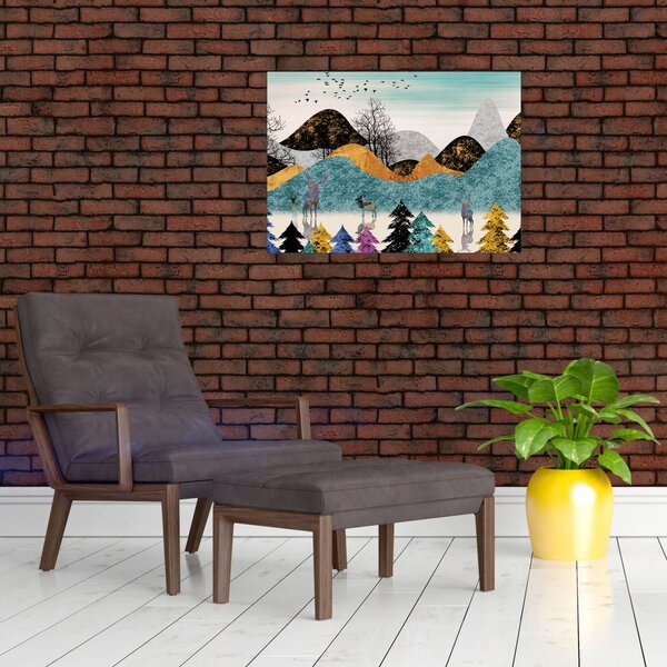 Grafikus kép szarvas (70x50 cm)