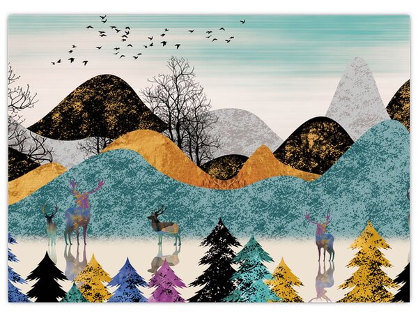 Grafikus kép szarvas (70x50 cm)