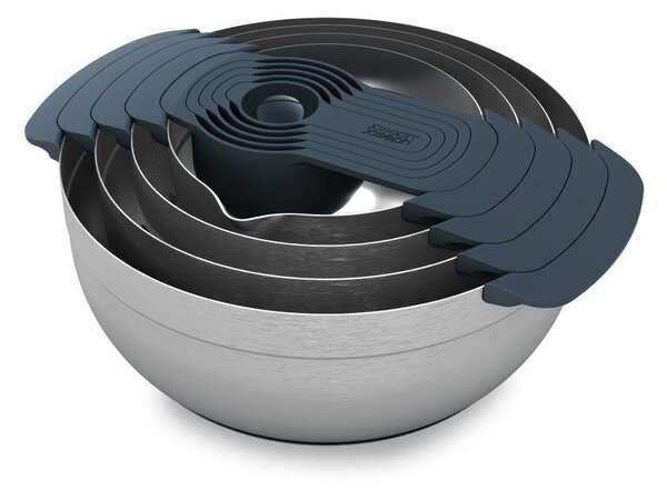 Fényes ezüstszínű tál készlet 9 db-os Nest 100 Collection – Joseph Joseph
