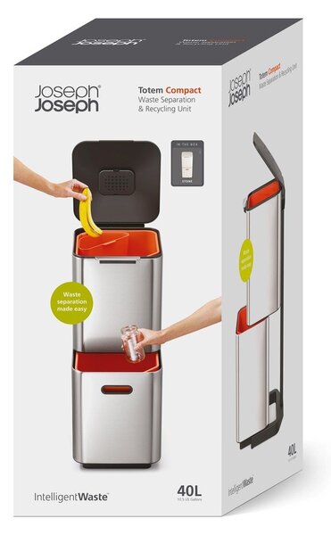 Totem Compact háromrekeszes krémfehér szelektív szemetes, 40 l - Joseph Joseph