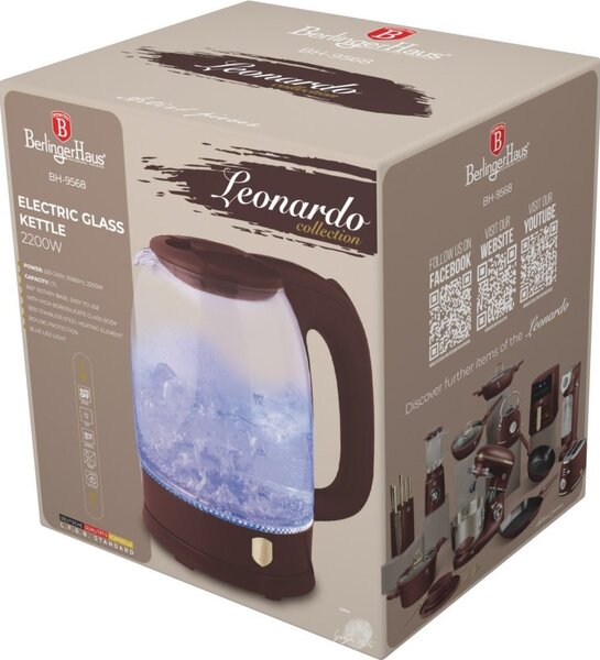 BerlingerHaus BH/9568 Leonardo Collection Elektromos Vízforraló - 1,7 L, 2200 W, Üveg