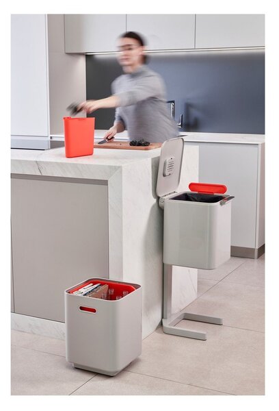 Totem Compact háromrekeszes krémfehér szelektív szemetes, 40 l - Joseph Joseph