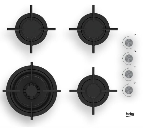 Beko HILW64122SW Beépíthető gáz főzőlap 60 cm, fehér