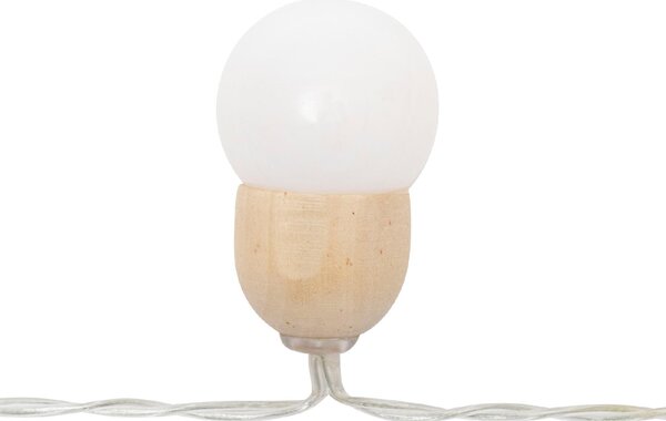 Home LED-es gömb fényfüzér, 20 melegfehér LED, elemes, ~3m hossz, átlátszó vezeték, fa + műanyag (MLC20B)