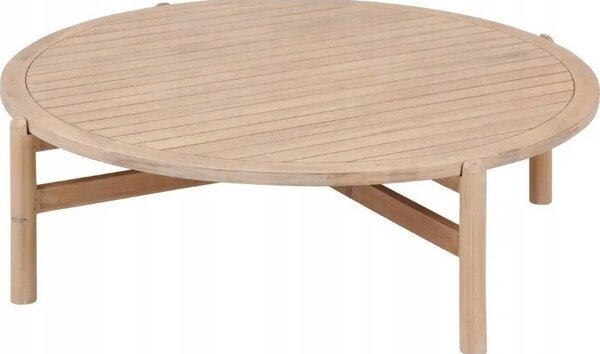 Mesa De Centro De Jardín Redonda "deona" 120x38cm En Acacia