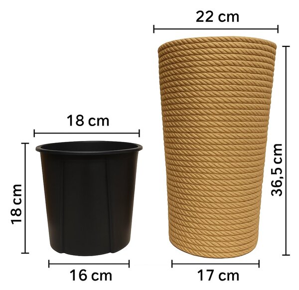 Adoni Jute flowerpot with insert, diameter 22cm, height 36cm (adoni36)