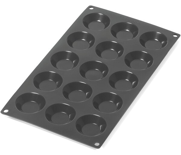 LÉKUÉ Tapadásmentes szilikon Tartalette kosárka sütőforma 15db Fekete LK881183
