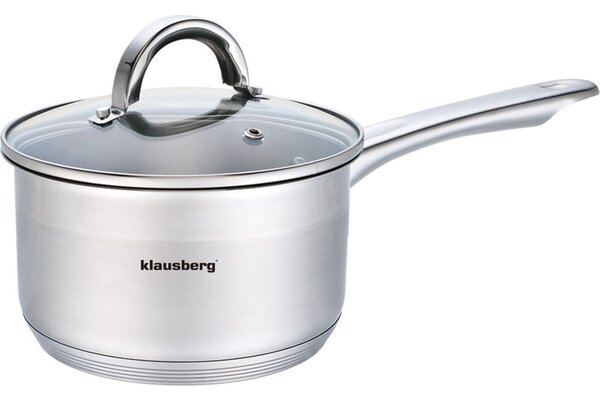 Klausberg Premium Szószosedény 1.0L, Ø14 cm- Rozsdamentes Acél, Edzett Üveg Fedő KB-7132