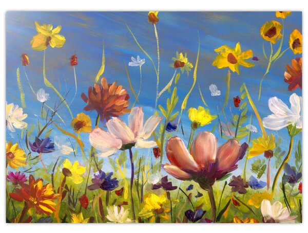 Festett kép egy virágzó rét (70x50 cm)